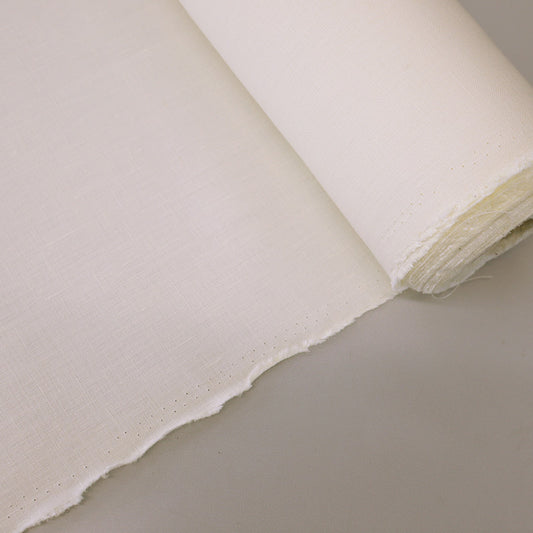 100% Linen  Plain Cream Linen Furnishing Fabric