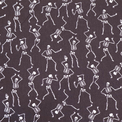 100% Cotton Black Skeleton Print Cotton Fabric