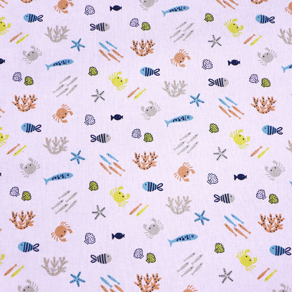 Fish Print White Wide Width 100% Cotton Fabric