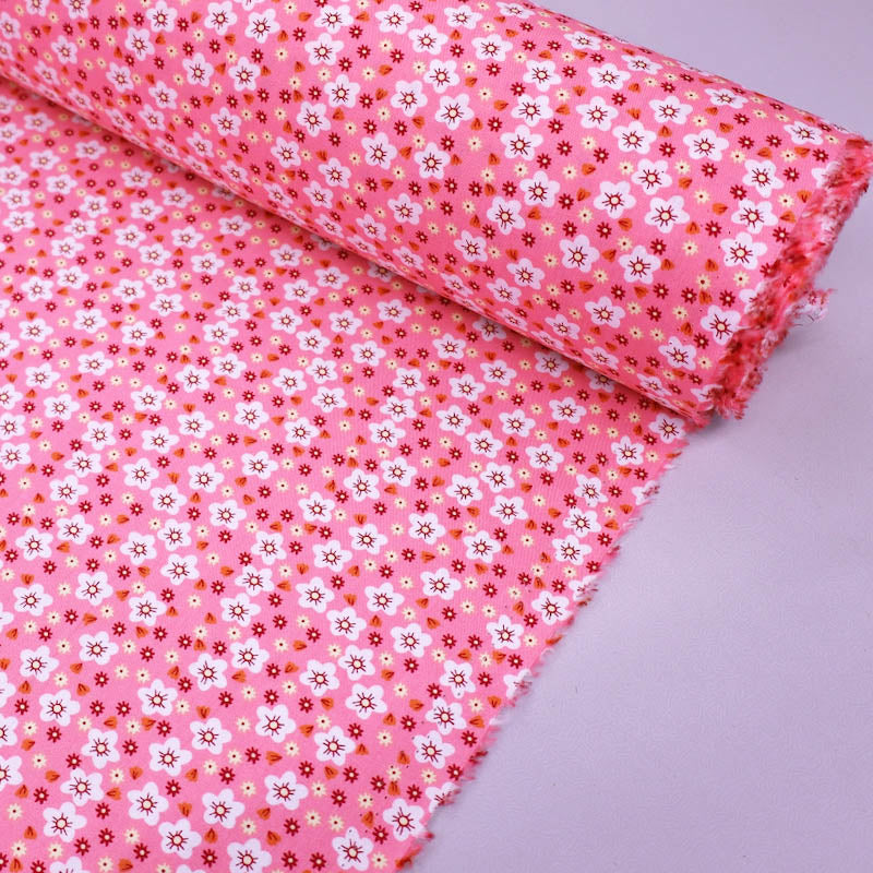 Pink Floral 100% Cotton Fabric Wide width 