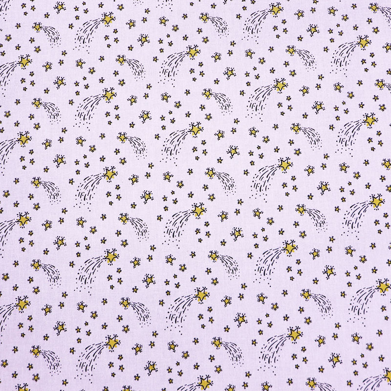 Great Value - Wide Width 100% Cotton - Yellow Shooting Stars on white cotton