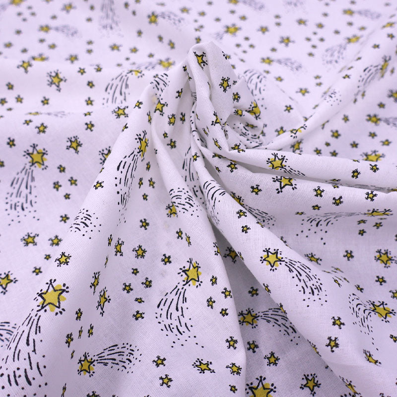 Great Value - Wide Width 100% Cotton - Yellow Shooting Stars on white cotton