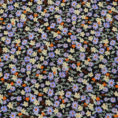 Black Floral Wide  Width 100% Cotton Fabric