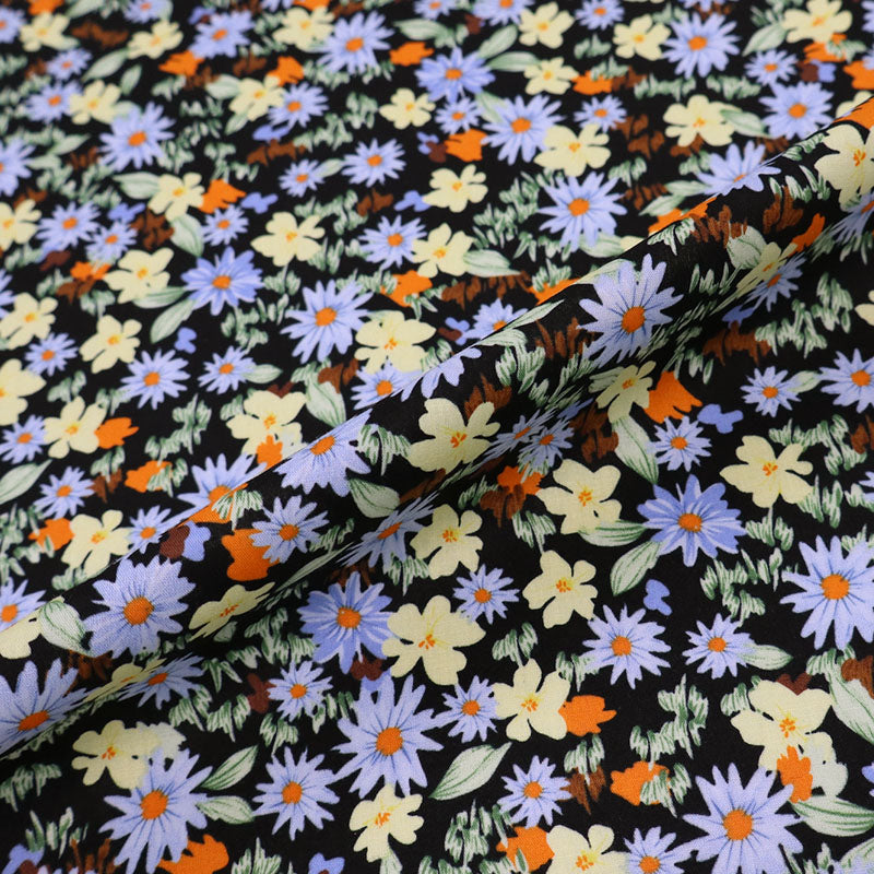 Black Floral Wide  Width 100% Cotton Fabric