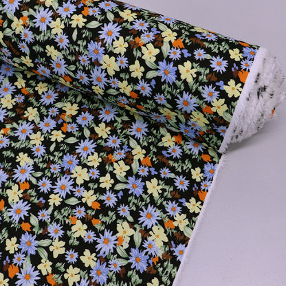 Black Floral Wide  Width 100% Cotton Fabric