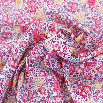 100% Cotton Pink and Yellow Rose Print Cotton Fabric