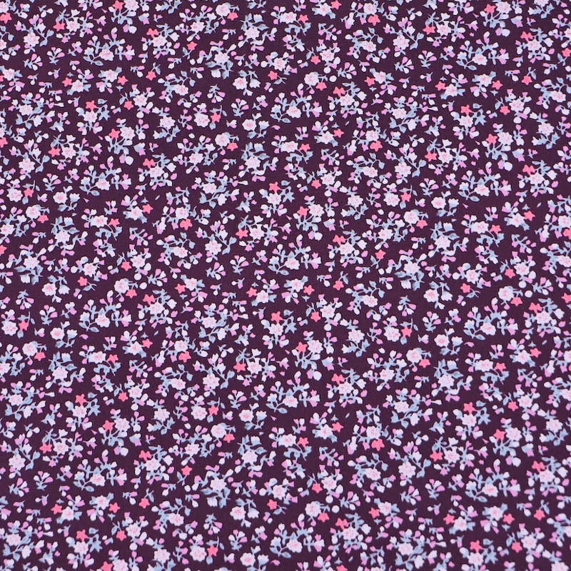 Purple Floral 100% Cotton Fabric Wide Width