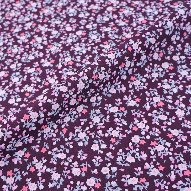 Purple Floral 100% Cotton Fabric Wide Width