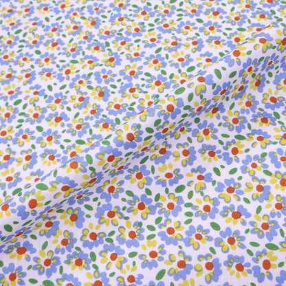 White Floral  100% Cotton Wide Width Fabric - Caitlin