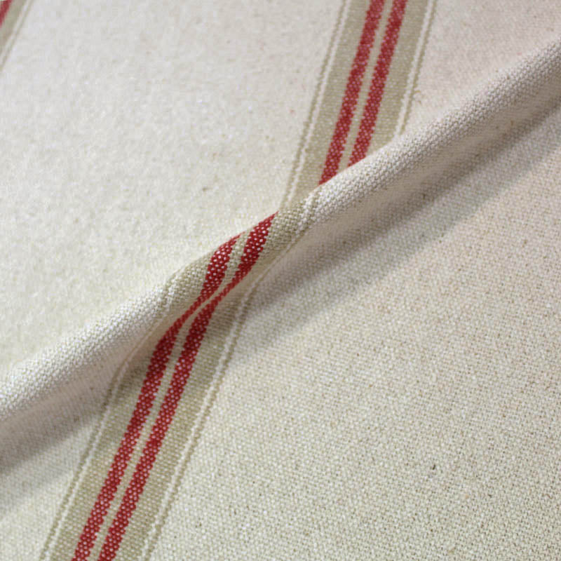 Vintage linen mattress ticking HUGE French ticking stripe fabric red beige factory striped ticking mattress toile sewing supply textile fabric