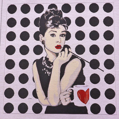 Holly Golightly with Tea Tapestry Cushion/Bag Panel