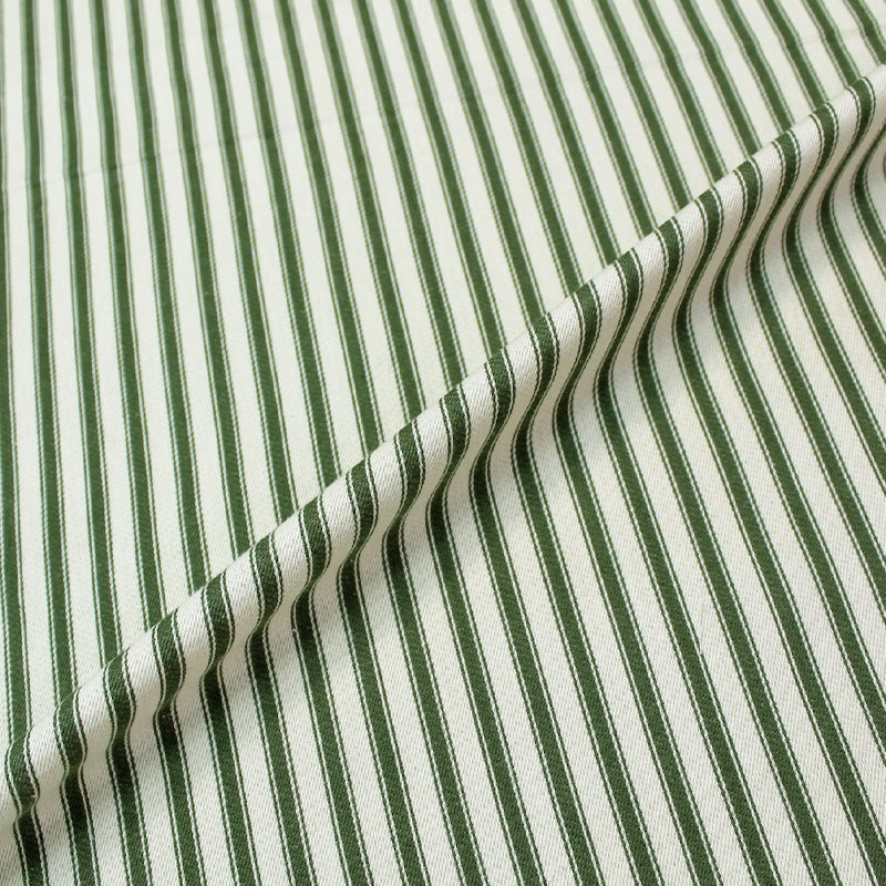 Indian Cotton Ticking Stripe Fabric - Green