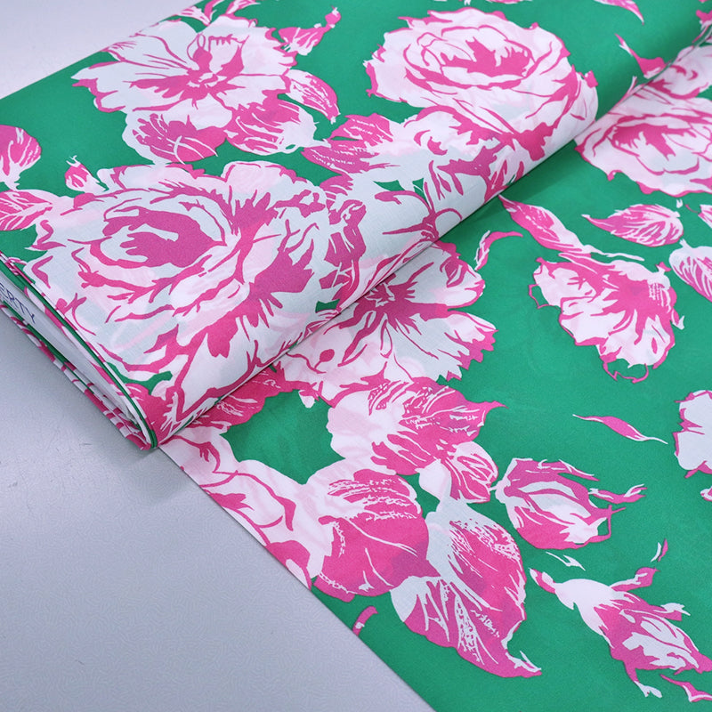 Liberty Fabrics Tana Lawn™ Cotton - Green and Pink Carline Bloom