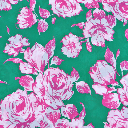 Liberty Fabrics Tana Lawn™ Cotton - Green and Pink Carline Bloom