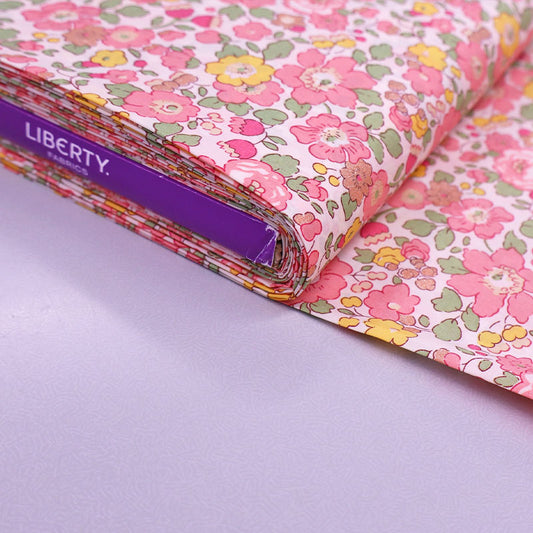 100% Cotton Liberty Fabrics Tana Lawn™ Fabric - Betsy - Pink and Gold