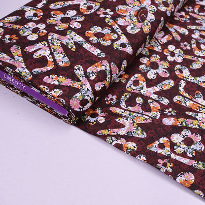 Liberty Fabrics Tana Lawn™ Cotton - Flower Power - Burgundy and Orange