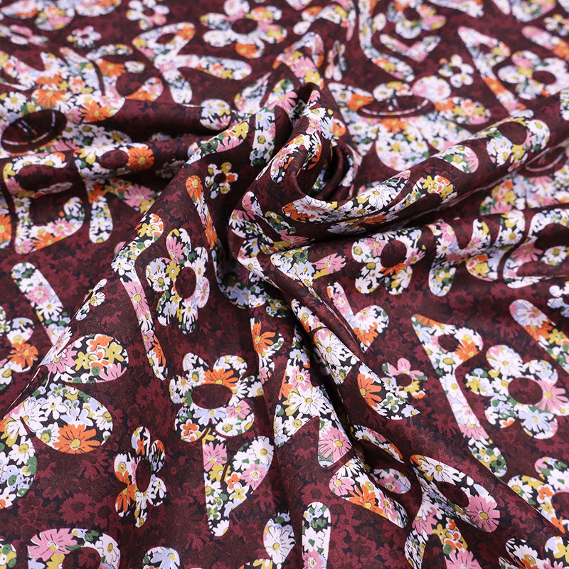 Liberty Fabrics Tana Lawn™ Cotton - Flower Power - Burgundy and Orange