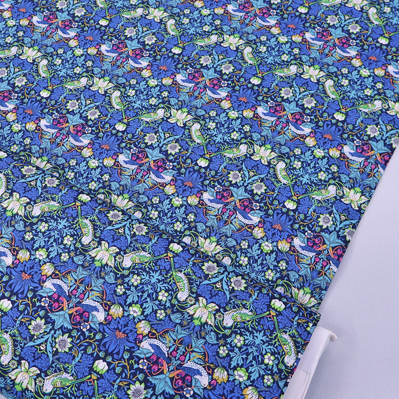 Liberty Fabrics Navy 100% Cotton Lawn Fabric - Strawberry Thief