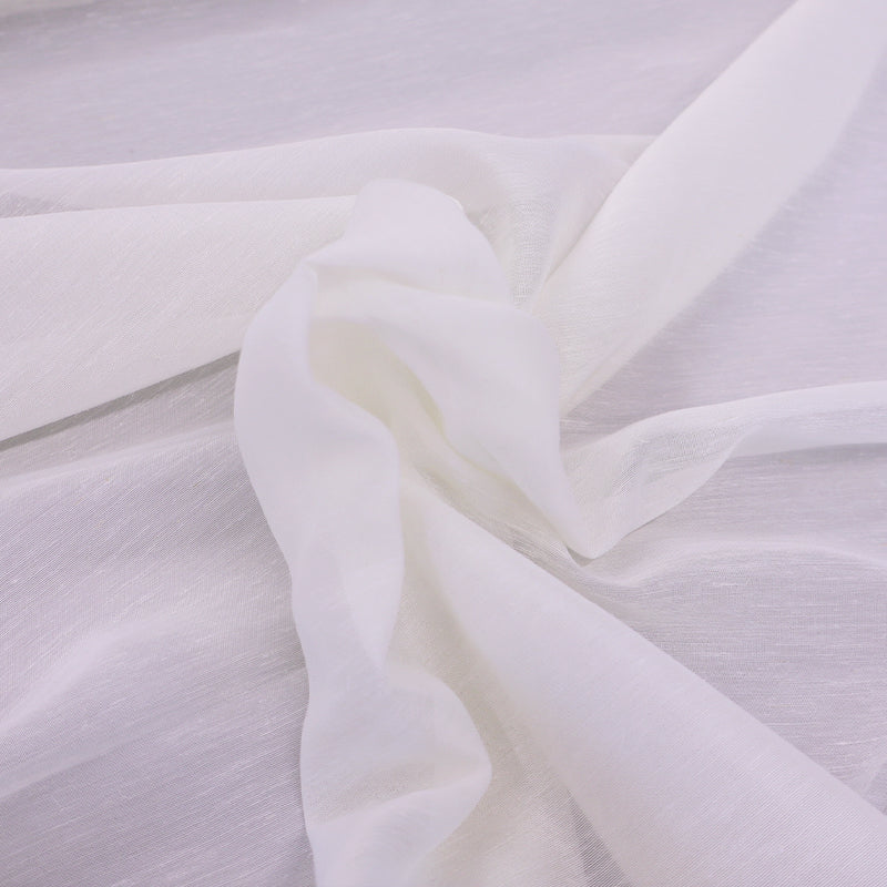 91% Polyester 9% Linen Cream Slub Voile Fabric