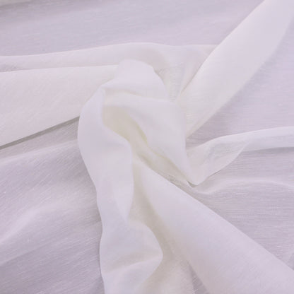 91% Polyester 9% Linen Cream Slub Voile Fabric