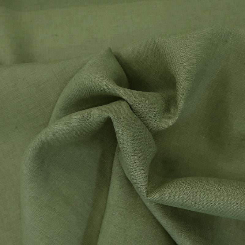 Olive Green Mercerised 100% Linen Fabric