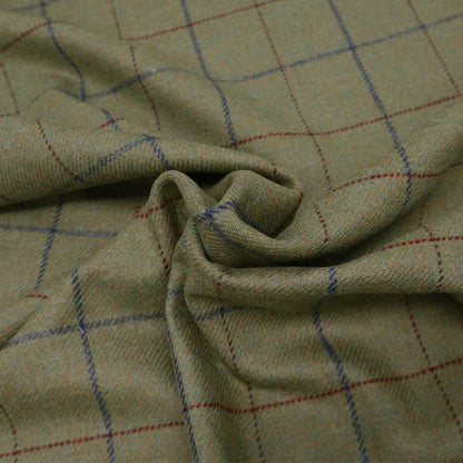 100% Merino Wool Fabric - Green Check