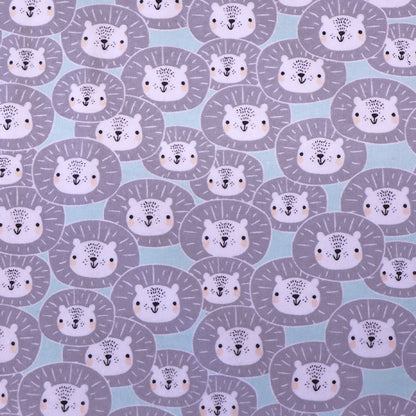 Novelty Brushed Cotton - Grey - Sleeping Lions