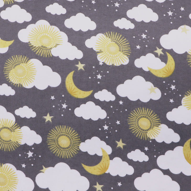 Children's Flannel Fabric 100% Cotton, Moon and Stars Fabric