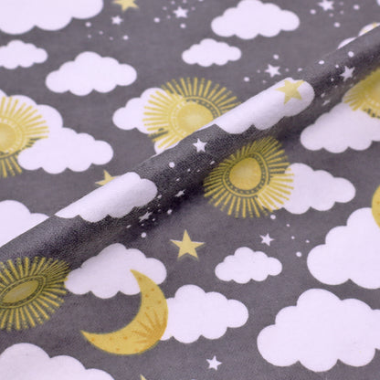 Children's Flannel Fabric 100% Cotton, Moon and Stars Print