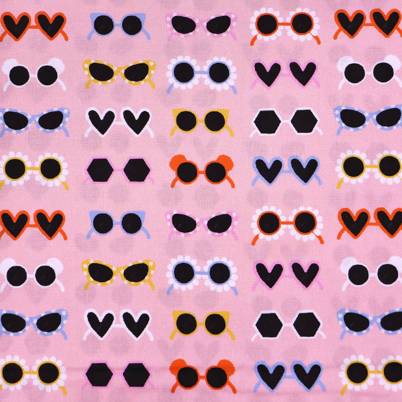 100% Cotton Pink Novelty Fabric - Sunglasses