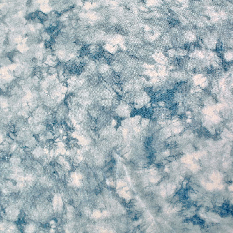 Pale Blue and White Tie Dye effect patchwork cotton fabric