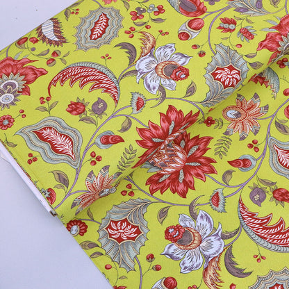 100% Cotton Dutch Heritage Fabric - Chartreuse Yellow