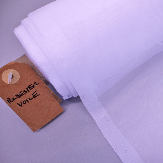 Bright white voile fabric 100% polyester