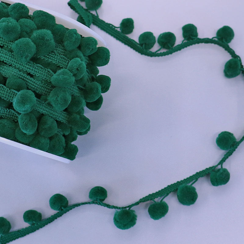 Dark Green Pom Pom Trim 15mm