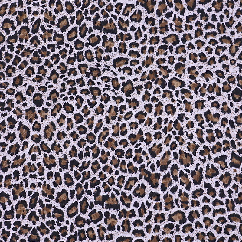 100% Cotton Leopard Print Needlecord Fabric - Brown