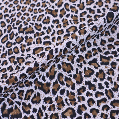 100% Cotton Leopard Print Needlecord Fabric - Brown