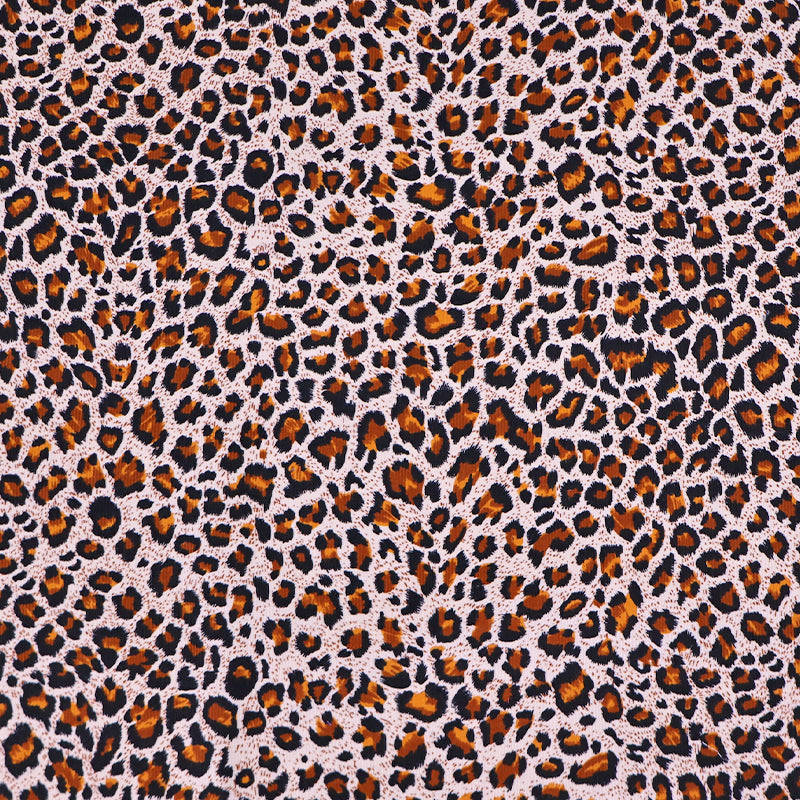 100% Cotton Leopard Print Needlecord Fabric - Orange