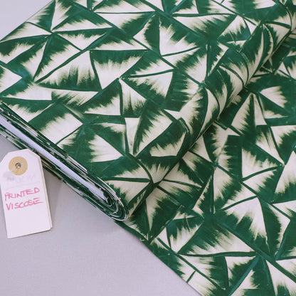 green printed viscose fabric - square pattern