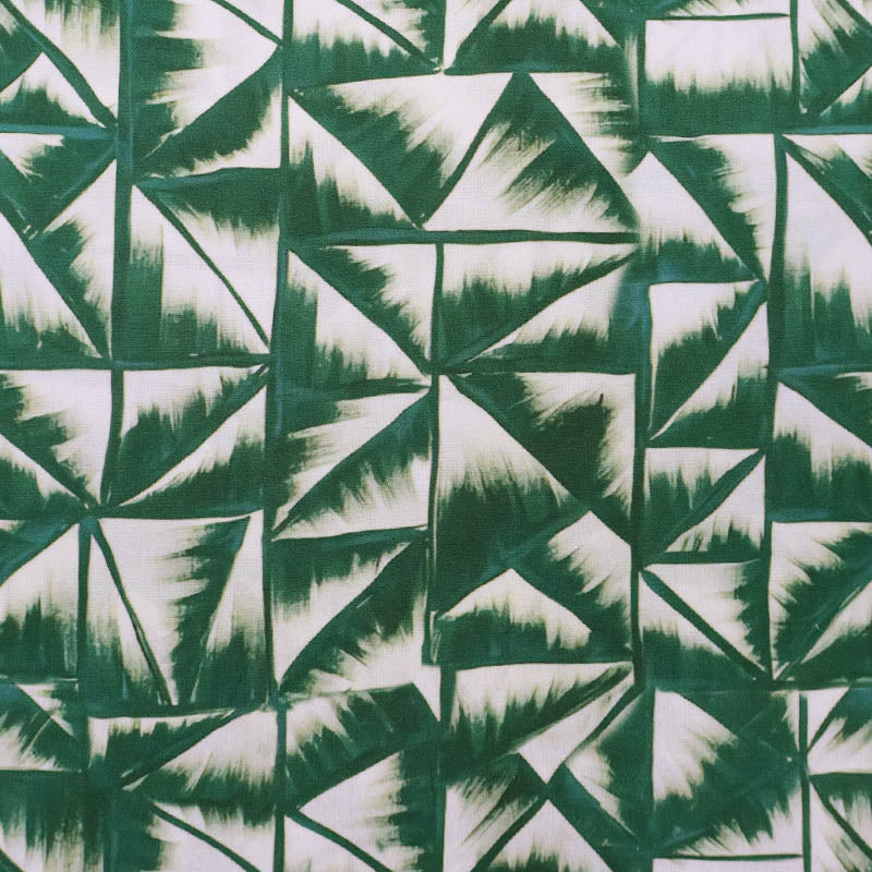 green printed viscose fabric - square pattern