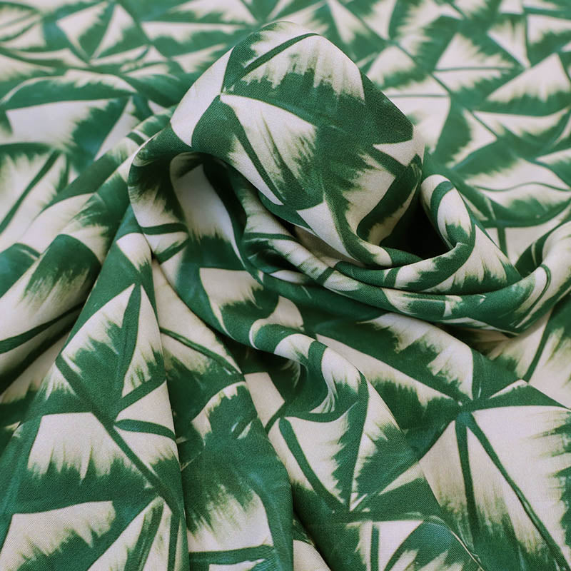 green printed viscose fabric - square pattern