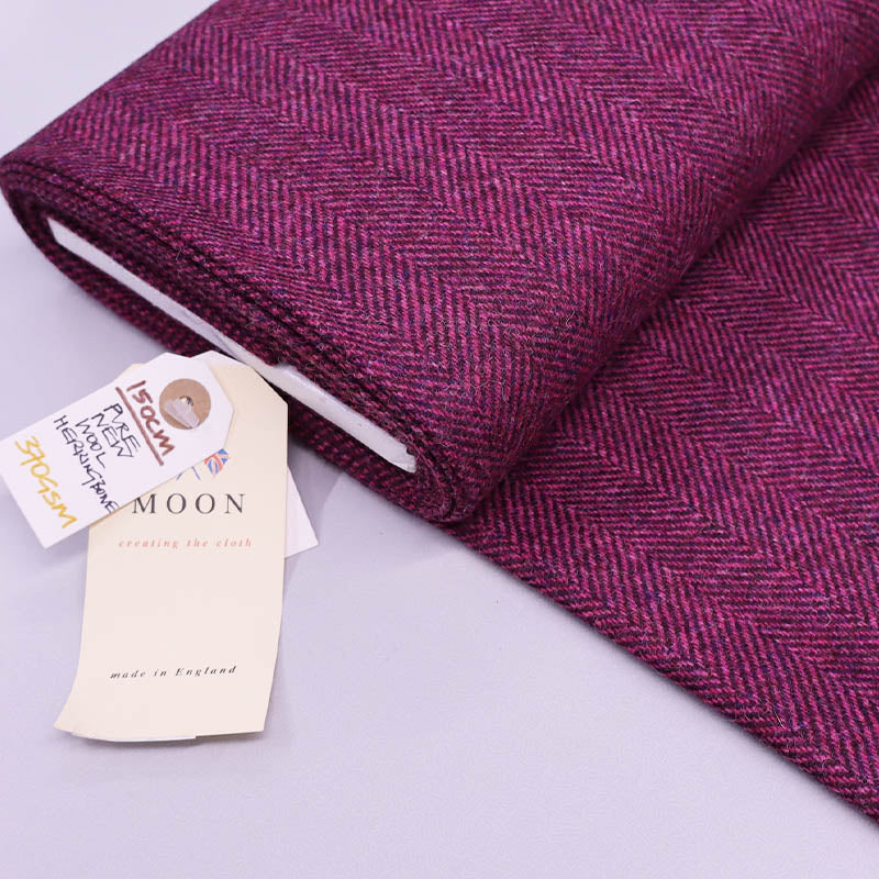 Pink Herringbone 100% Wool Fabric UK