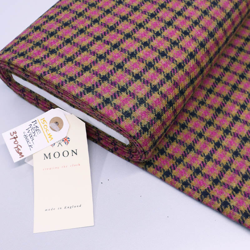 Pink and Purple Check 100% Wool Fabric Abraham Moon