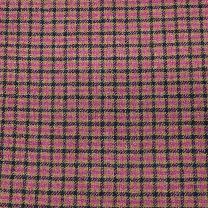 Pink and Purple Check 100% Wool Fabric Abraham Moon