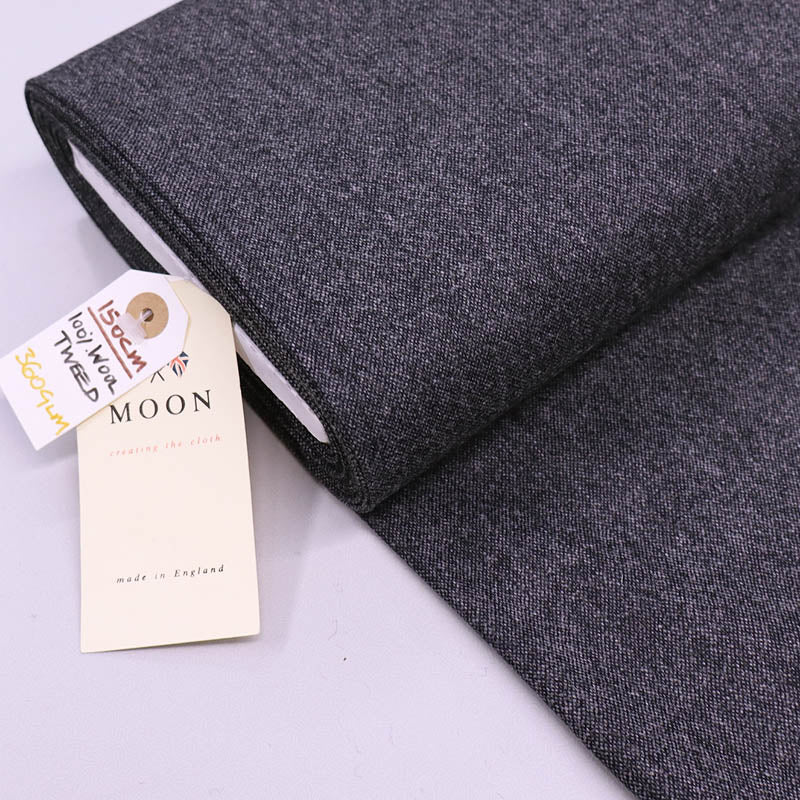 Grey 100% Wool Tweed Fabric Abraham Moon