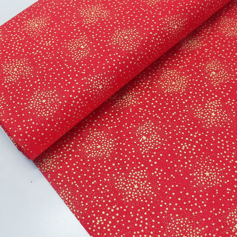 100% Cotton Red Star Print Christmas Fabric