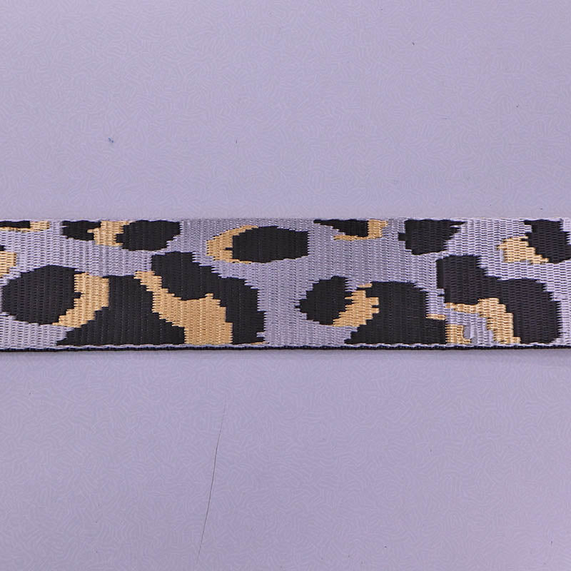 Cotton and Polyester Mix Silver Leopard Print Webbing