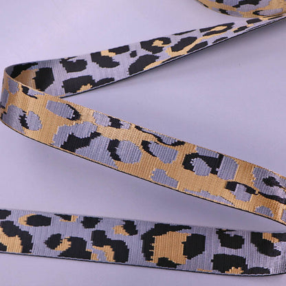 Cotton and Polyester Mix Silver Leopard Print Webbing