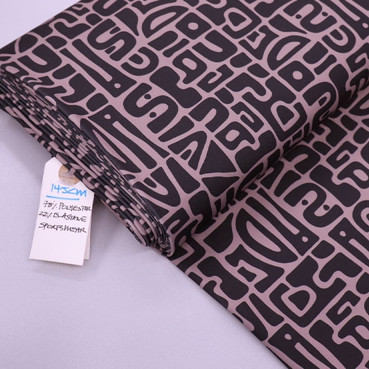 78% Polyester 22% Elastane Sportswear Fabric - Black and Grey Print