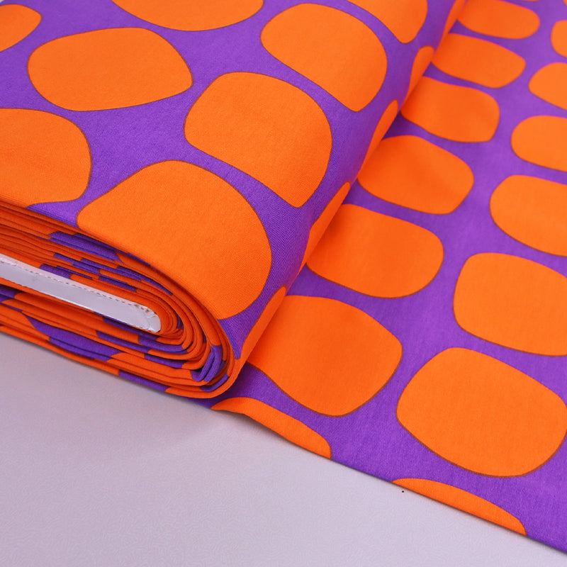 95% Cotton 5% Elastane
Brushed Back Sweatshirt Fabric - Orange and Purple - French Terry