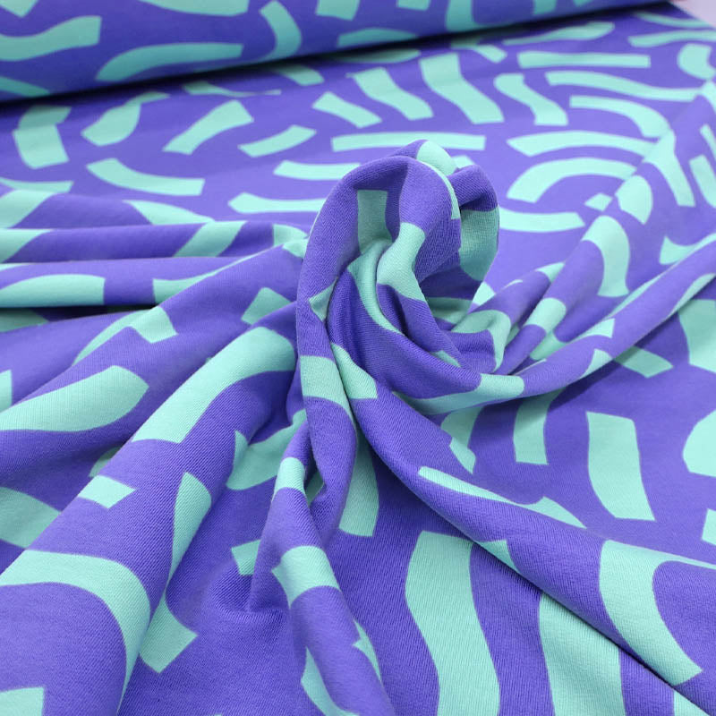 95% Cotton 5% Elastane Purple and Green Sweatshirt Fabric by Nerida Hansen